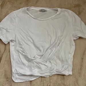 Zara basics white crop top